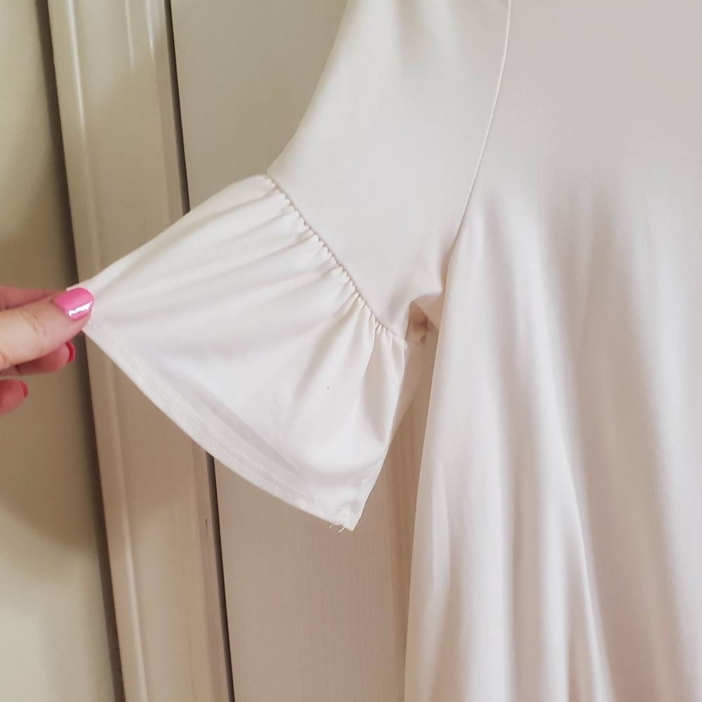 Entro Cream Ruffle Sleeve Tie-Front Blouse - Picture 3 of 4